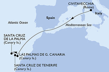 Taliansko, Španielsko z Civitavechie na lodi MSC Fantasia