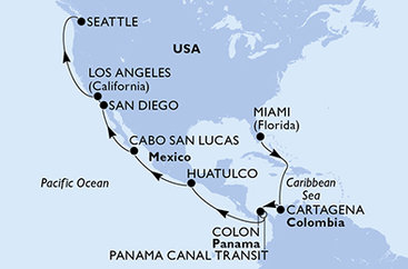 USA, Kolumbia, Panama, , Mexiko z Miami na lodi MSC Poesia