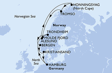 Nemecko, Nórsko, Trondheim z Hamburgu na lodi MSC Preziosa Nemecko, Nórsko, Trondheim z Hamburgu na lodi MSC Preziosa