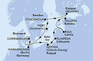 Dánsko, Nemecko, Poľsko, Litva, Lotyšsko, Estónsko, Fínsko, Švédsko z Kodaně na lodi MSC Magnifica Dánsko, Nemecko, Poľsko, Litva, Lotyšsko, Estónsko, Fínsko, Švédsko z Kodaně na lodi MSC Magnifica