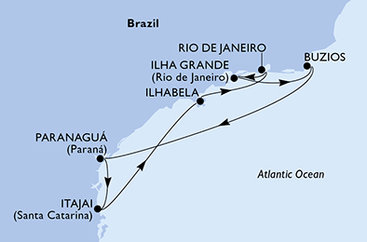 Brazília na lodi MSC Lirica