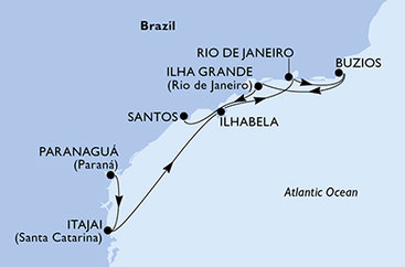 Brazília na lodi MSC Lirica