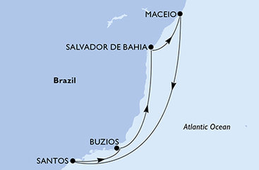 Brazília z Maceia na lodi MSC Virtuosa