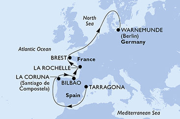 Tarragona, Španielsko, Francie, Nemecko z Tarragony na lodi MSC Magnifica