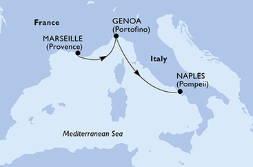Francúzsko, Taliansko z Marseille na lodi MSC World Europa