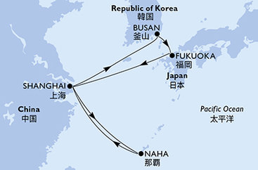 Čína, Južná Kórea, Japonsko zo Šanghaja na lodi MSC Bellissima