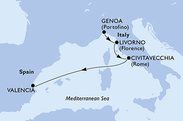 Taliansko, Španielsko z Janova na lodi MSC Sinfonia