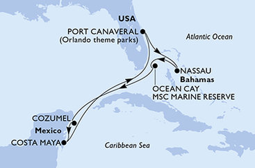 USA, Bahamy, Mexiko z Port Canaveralu na lodi MSC World Atlantic