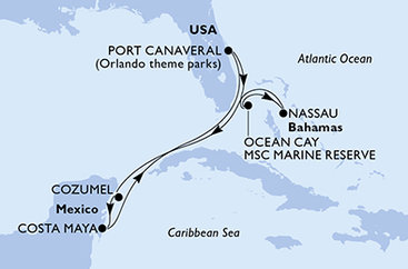 USA, Bahamy, Mexiko z Port Canaveralu na lodi MSC World Atlantic