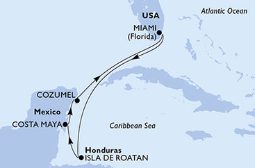 USA, Honduras, Mexiko z Miami na lodi MSC World America
