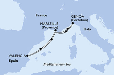 Španielsko, Francúzsko, Taliansko z Valencie na lodi MSC Musica