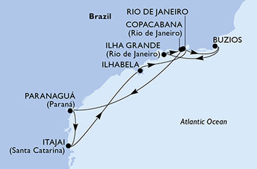 Brazília na lodi MSC Lirica
