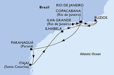 Brazília na lodi MSC Lirica