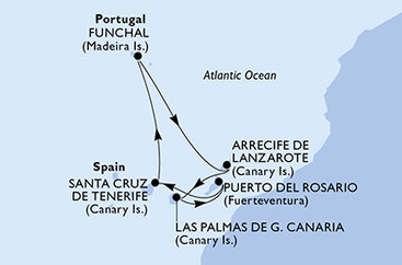 Španielsko, Portugalsko z Tenerife na lodi MSC Fantasia