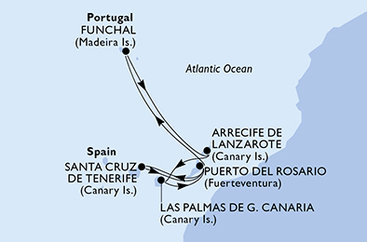 Španielsko, Portugalsko z Lanzarote na lodi MSC Fantasia