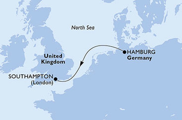 Nemecko, Veľká Británia z Hamburgu na lodi MSC Preziosa