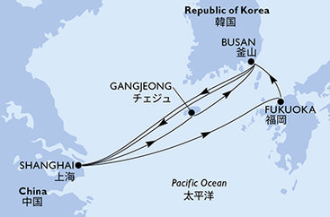 Čína, Južná Kórea, Japonsko zo Šanghaja na lodi MSC Bellissima