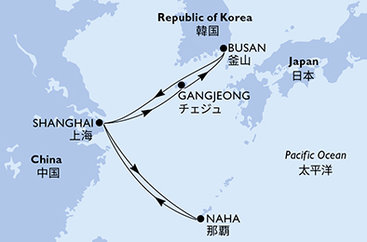 Čína, Japonsko, Južná Kórea zo Šanghaja na lodi MSC Bellissima