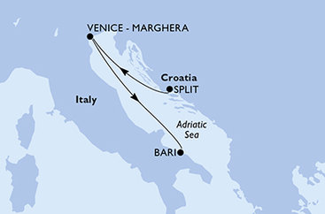 Chorvátsko, Taliansko zo Splitu na lodi MSC Lirica