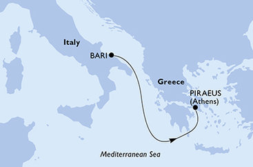 Taliansko, Grécko z Bari na lodi MSC Lirica