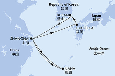 Čína, Japonsko, Južná Kórea zo Šanghaja na lodi MSC Bellissima