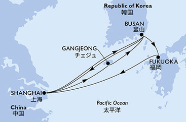 Čína, Južná Kórea, Japonsko zo Šanghaja na lodi MSC Bellissima