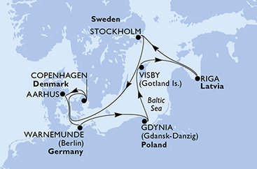 Dánsko, Nemecko, Poľsko, Švédsko, Lotyšsko z Kodaně na lodi MSC Magnifica
