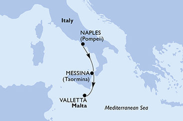 Taliansko, Malta z Neapola na lodi MSC World Europa