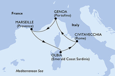 Taliansko, Francúzsko z Civitavechie na lodi MSC Sinfonia