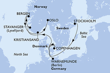 Švédsko, Dánsko, Nemecko, Nórsko, Oslo zo Štokholmu na lodi MSC Magnifica