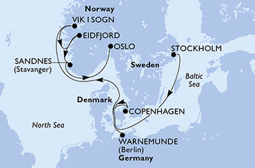 Švédsko, Dánsko, Nemecko, Nórsko, Oslo zo Štokholmu na lodi MSC Magnifica