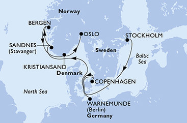 Švédsko, Dánsko, Nemecko, Nórsko, Oslo zo Štokholmu na lodi MSC Magnifica