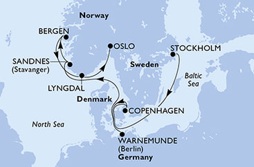 Švédsko, Dánsko, Nemecko, Nórsko, Oslo zo Štokholmu na lodi MSC Magnifica