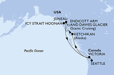 USA, , Kanada zo Seattlu na lodi MSC Poesia