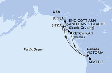 USA, Kanada zo Seattlu na lodi MSC Poesia