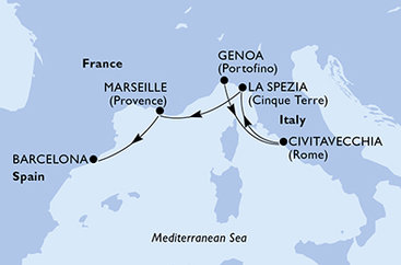 Taliansko, Francúzsko, Španielsko z Janova na lodi MSC World Europa