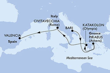 Taliansko, Grécko, Španielsko z Bari na lodi MSC Sinfonia