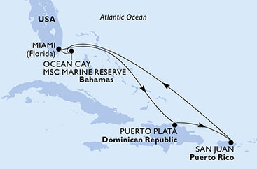 USA, Dominikánska republika, Bahamy z Miami na lodi MSC World America