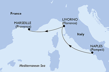 Taliansko, Francúzsko z Neapolu na lodi MSC Meraviglia
