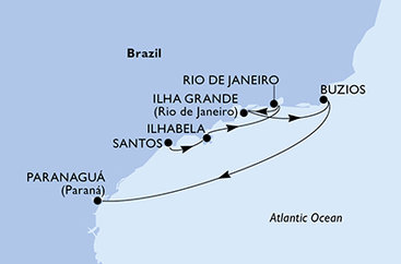 Brazília zo Santosu na lodi MSC Musica