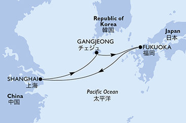 Čína, Južná Kórea, Japonsko zo Šanghaja na lodi MSC Bellissima