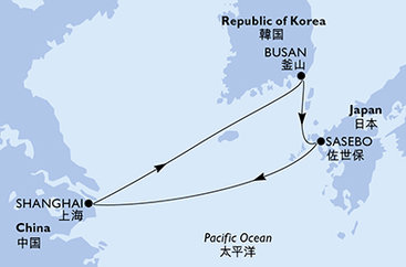Čína, Južná Kórea, Japonsko zo Šanghaja na lodi MSC Bellissima