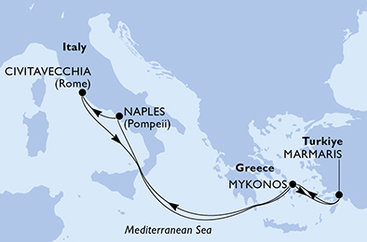 Turecko, Grécko, Taliansko Z Marmarisu na lodi MSC Divina