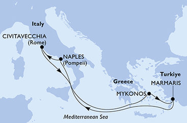 Turecko, Taliansko, Grécko Z Marmarisu na lodi MSC Divina