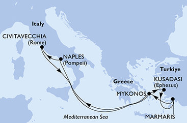 Turecko, Grécko, Taliansko Z Marmarisu na lodi MSC Divina