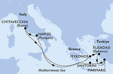 Turecko, Grécko, Taliansko Z Marmarisu na lodi MSC Divina
