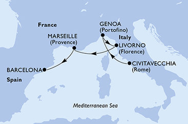 Taliansko, Francúzsko, Španielsko z Civitavechie na lodi MSC Opera