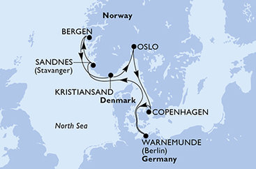 Nemecko, Nórsko, Oslo, Dánsko z Warnemünde na lodi MSC Splendida