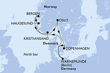 Nemecko, Nórsko, Oslo, Dánsko z Warnemünde na lodi MSC Splendida