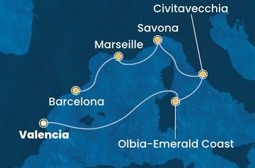 Španielsko, Taliansko, Francúzsko z Valencie na lodi Costa Pacifica